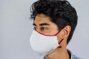Mascarillas  antivirus, acabado Viroblock®, 01 lisa con ribete y gomas rojo