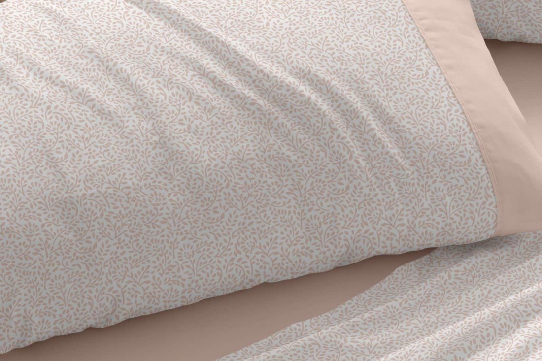 Juego De Sábanas De Algodón 100% Para Cama De 135 Cm - Estampado Floral Gris, Incluye Bajera Ajustable Y Funda De Almohada