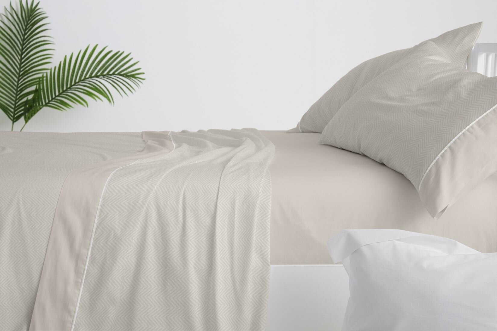 Sábana bajera ajustable lisa Gris cama 160 cm - 160x190/200 cm, 100% algodón .
