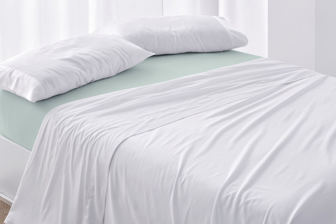 Sábana bajera ajustable lisa Natrual cama 150 cm - 150x190/200 cm, 100%  algodón.
