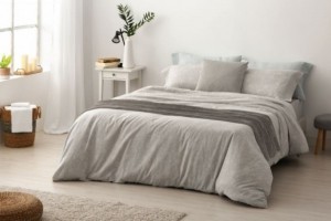 Juego de funda nórdica franela de algodón, diseño 575 color Greige