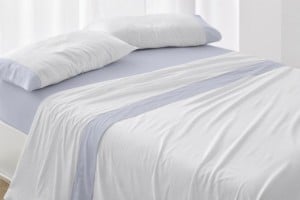 Juego de sábanas color azul diseño rayas 550