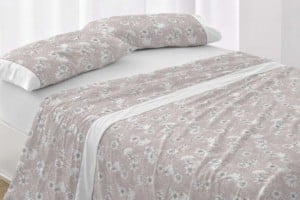 Juego de sábanas algodón 100% color nude diseño floral 637