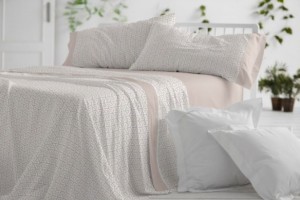 Juego de sábanas 100% algodón en beige diseño geométrico 638