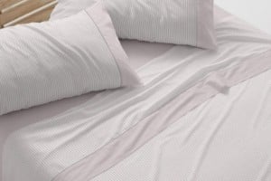 Juego de sábanas 100% algodón color nude diseño rayas 640