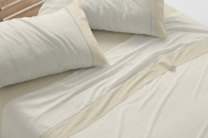 Juego de sábanas algodón 100% color trigo diseño rayas 640