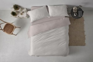 Juego funda nordica algodón 100% geometría en tono beige 638