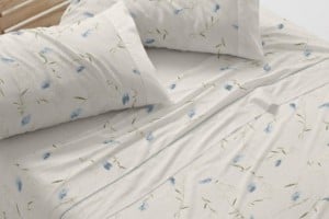 Juego de sábanas color azul diseño floral 052