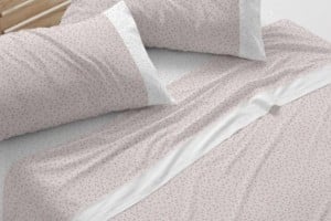 Juego de sábanas color nude diseño floral 183