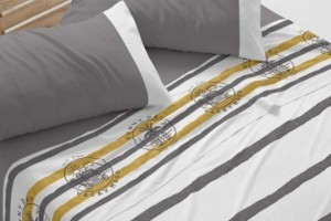 Juego de sábanas color gris pizarra diseño rayas 147