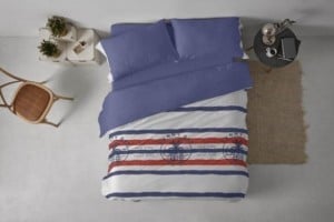 Juego funda nordica color azul marino diseño rayas 147