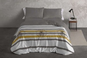 Juego funda nordica color gris pizarra diseño rayas 147
