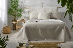 Colcha de verano color lino diseño geométrico 162