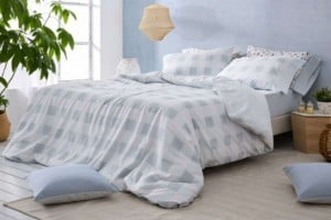 Juego de funda nórdica color azul diseño geométrico 543