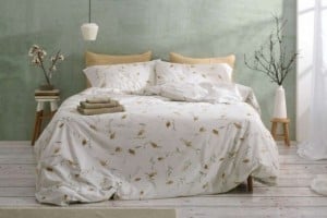 Juego funda nórdica color ocre diseño floral 052