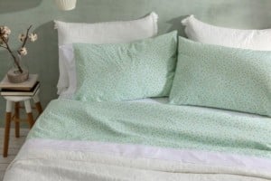 Juego de sábanas color verde diseño floral 183