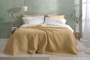 Colcha de verano color trigo diseño geométrico 166