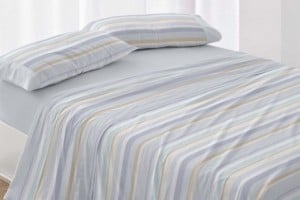 Juego de sábanas color azul diseño rayas 547
