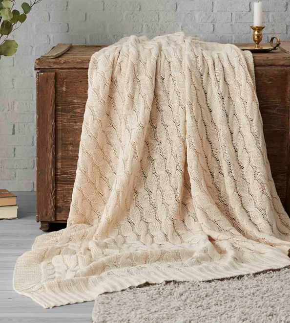 Manta de tejido de punto, algodón, 66 beige