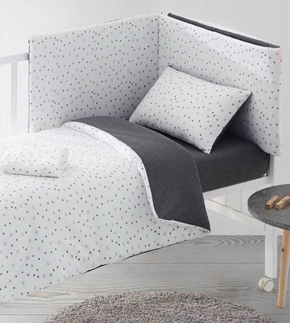 Funda nórdica cuna, algodón 100%, 402 Gris