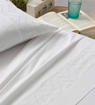Sábanas bordadas algodón percal 200 hilos, 400 Blanco