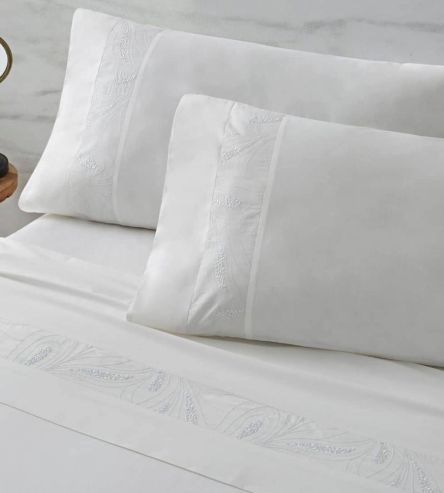 Sábanas bordadas algodón percal 200 hilos, 401 Blanco