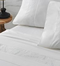 Sábanas bordadas algodón percal 200 hilos, 401 Blanco