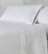 Sábanas bordadas algodón percal 200 hilos, 402 Blanco