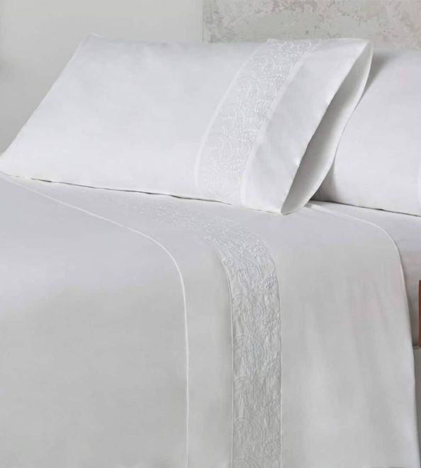 Sábanas bordadas algodón percal 200 hilos, 402 Blanco