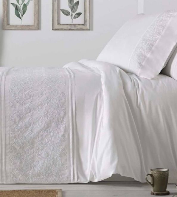 Fundas nórdicas bordadas algodón percal 200 hilos,402 Blanco