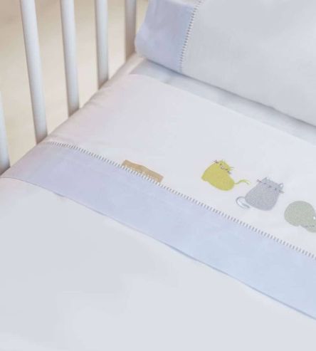 Sábanas bordadas cuna, maxicuna, minicuna -Algodón- 219 Azul