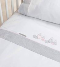 Sábanas bordadas cuna, maxicuna, minicuna -Algodón- 220 Rosa
