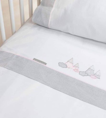Sábanas bordadas cuna, maxicuna, minicuna -Algodón- 220 Rosa