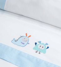 Sábanas bordadas cuna, maxicuna, minicuna -Algodón- 221 Azul
