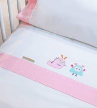 Sábanas bordadas cuna, maxicuna, minicuna -Algodón- 221 Rosa