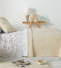 Colcha de verano diseño 152, color Beige/Blanco