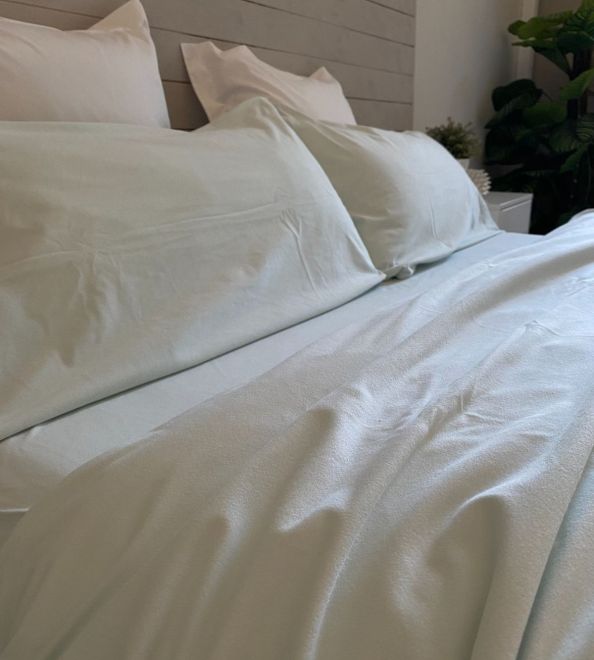Juego de sábanas tejido Velvelina®, 003 Menta - Nuevas sábanas de invierno, textura aterciopelada