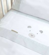 Sábanas franela cuna bordadas, 518 Gris