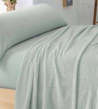 Sábanas de invierno Coralina, tacto peluche, Diseño 965 Salvia