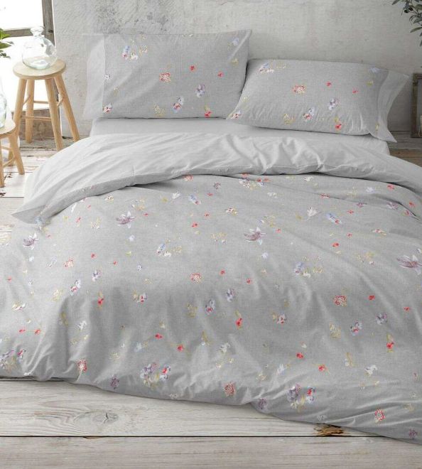 Funda nórdica de algodón estampado 629 Gris