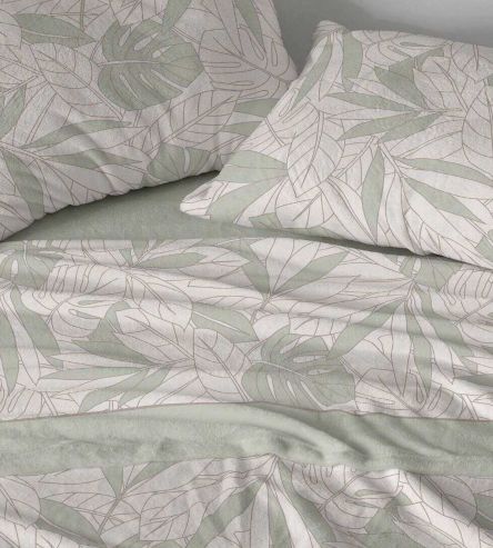 Sábanas Coralina, tacto peluche, diseño 994 color Verde
