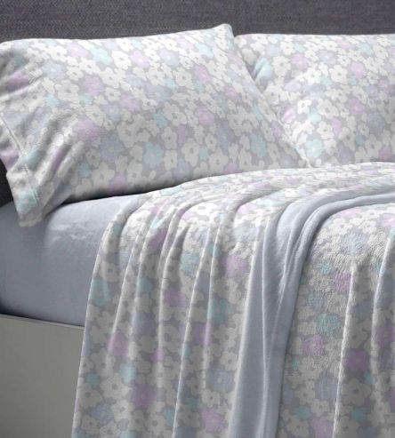 Sábanas Coralina, tacto peluche, diseño 995 color Azul