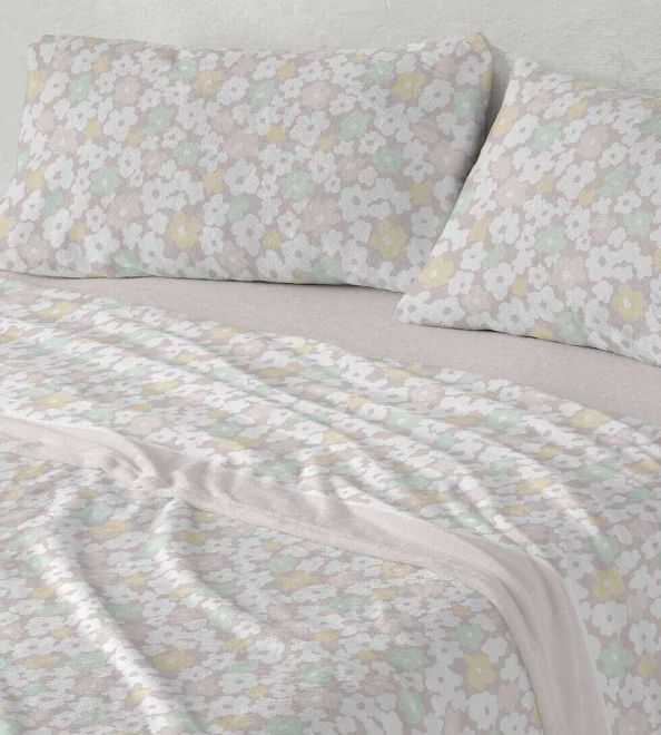Sábanas Coralina, tacto peluche, diseño 995 color Nude
