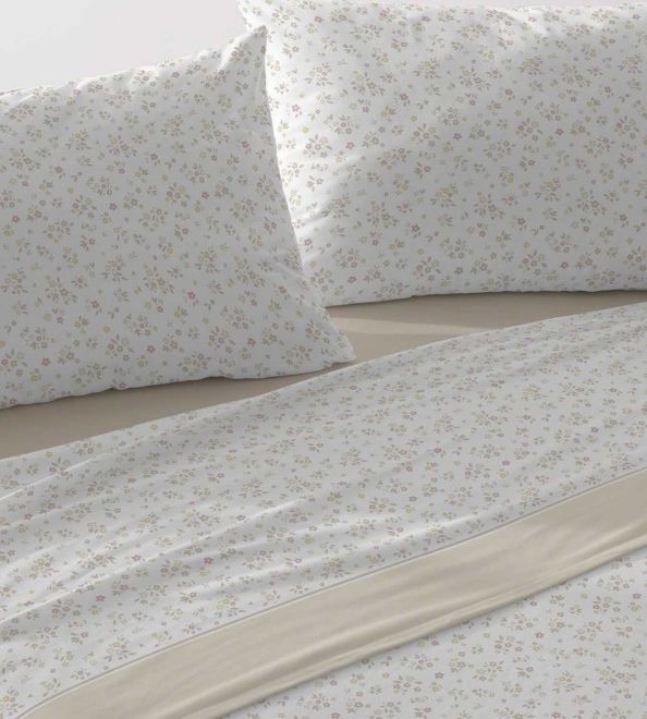 Juego de sábanas nuevo tejido Velvelina®, diseño 009 color Beige