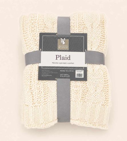 PLAID DE PUNTO COLOR CRUDO, DISEÑO 101