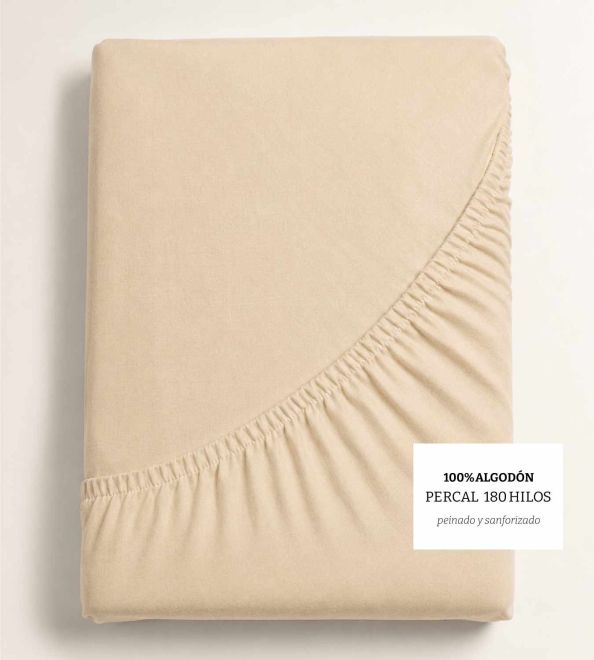 Sábanas bajeras Algodón Percal, Diseño 400 - Crudo