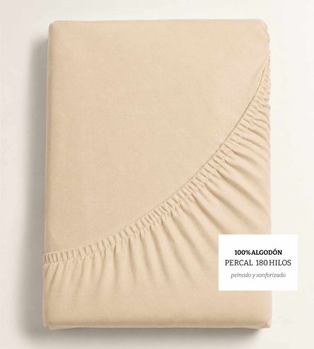 Sábanas bajeras Algodón Percal, Diseño 400 - Crudo