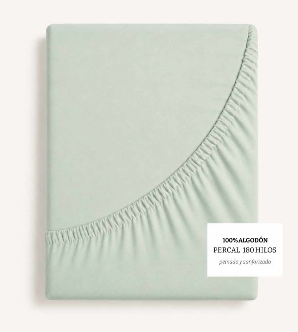 Sábanas bajeras Algodón Percal, Diseño 400 - Menta