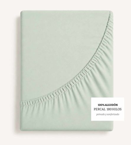 Sábanas bajeras Algodón Percal, Diseño 400 - Menta