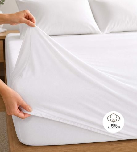 Sábanas bajeras ajustables Algodón, A8 Blanco
